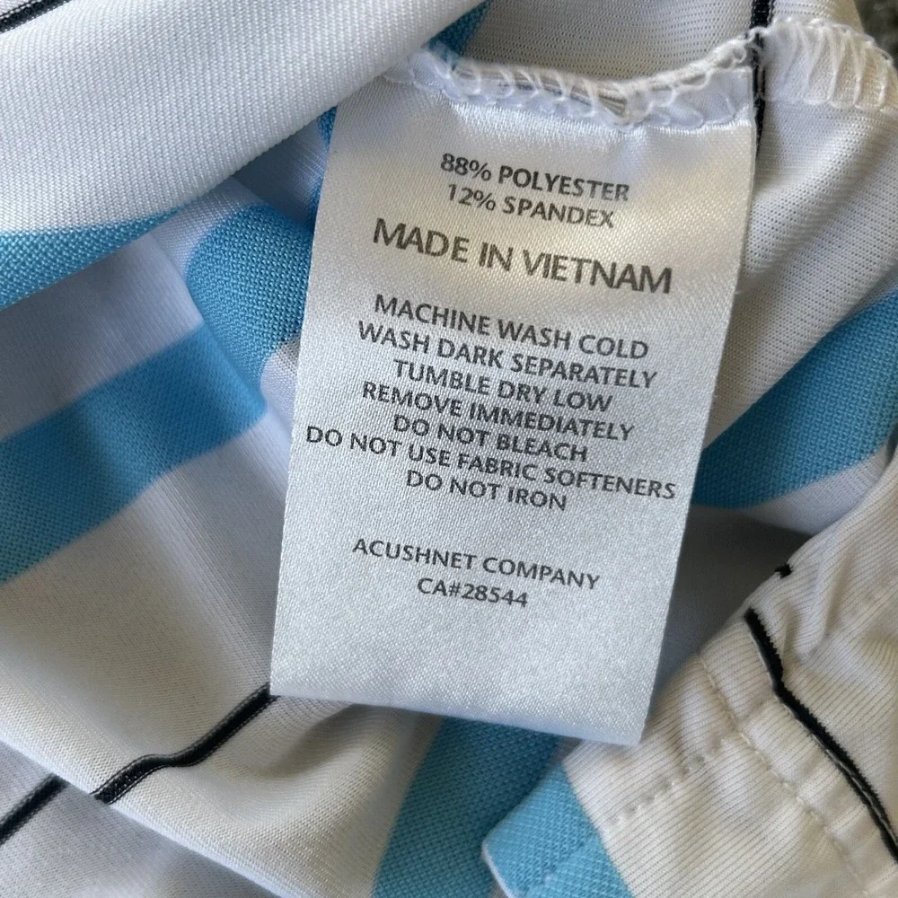 Footjoy Shirt Men Large Blue White Stripe Golf Polo Performance Hybrid Relax Fit